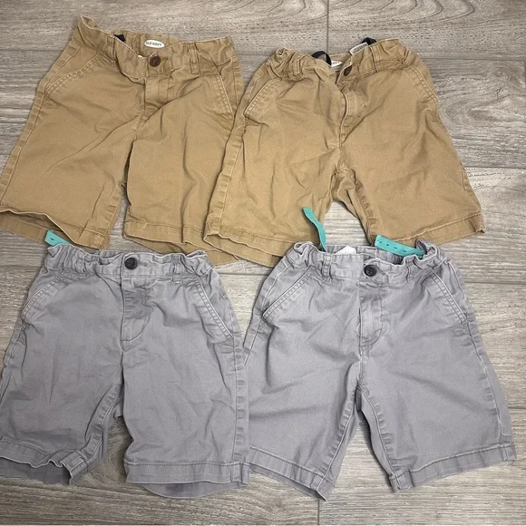 Stylish Kids Tan and Gray Shorts Bundle with Adjustable Waistbands Size 7 - Picture 1 of 3
